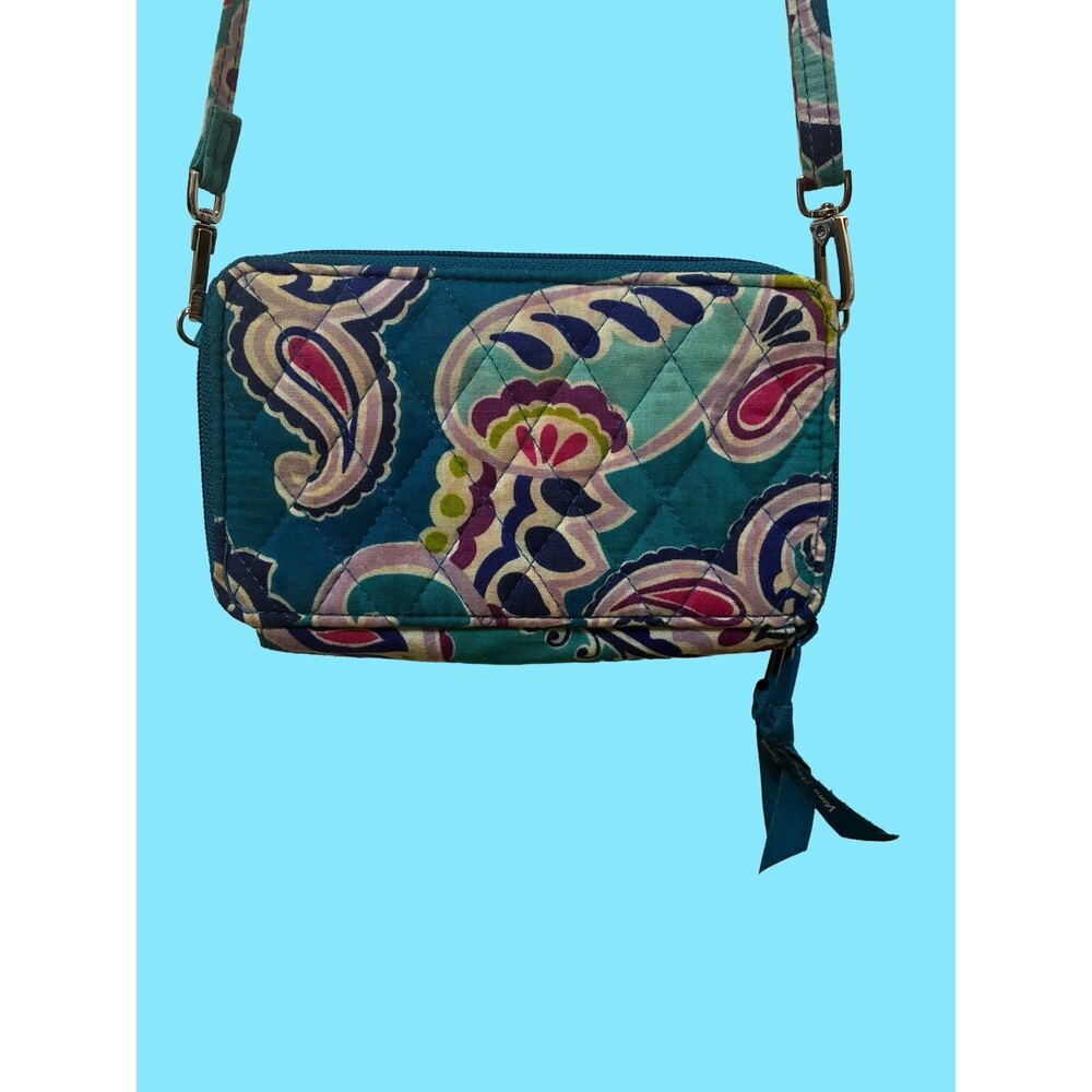 Vera Bradley Blue Paisley All-in-One Crossbody Wallet Wristlet Bag - Picture 3 of 10